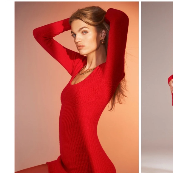 NWT Alo Yoga - CASHMERE Ma Cherie Garter Dress - Rouge - Picture 8 of 10